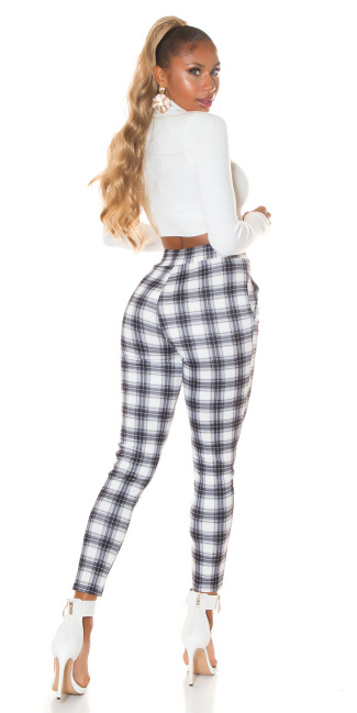 Highwaist Treggings with checked pattern Black